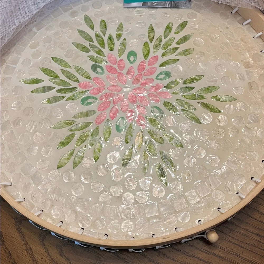 Decorative Food‎ Dome with Floral Design and Mesh Cover, NWT